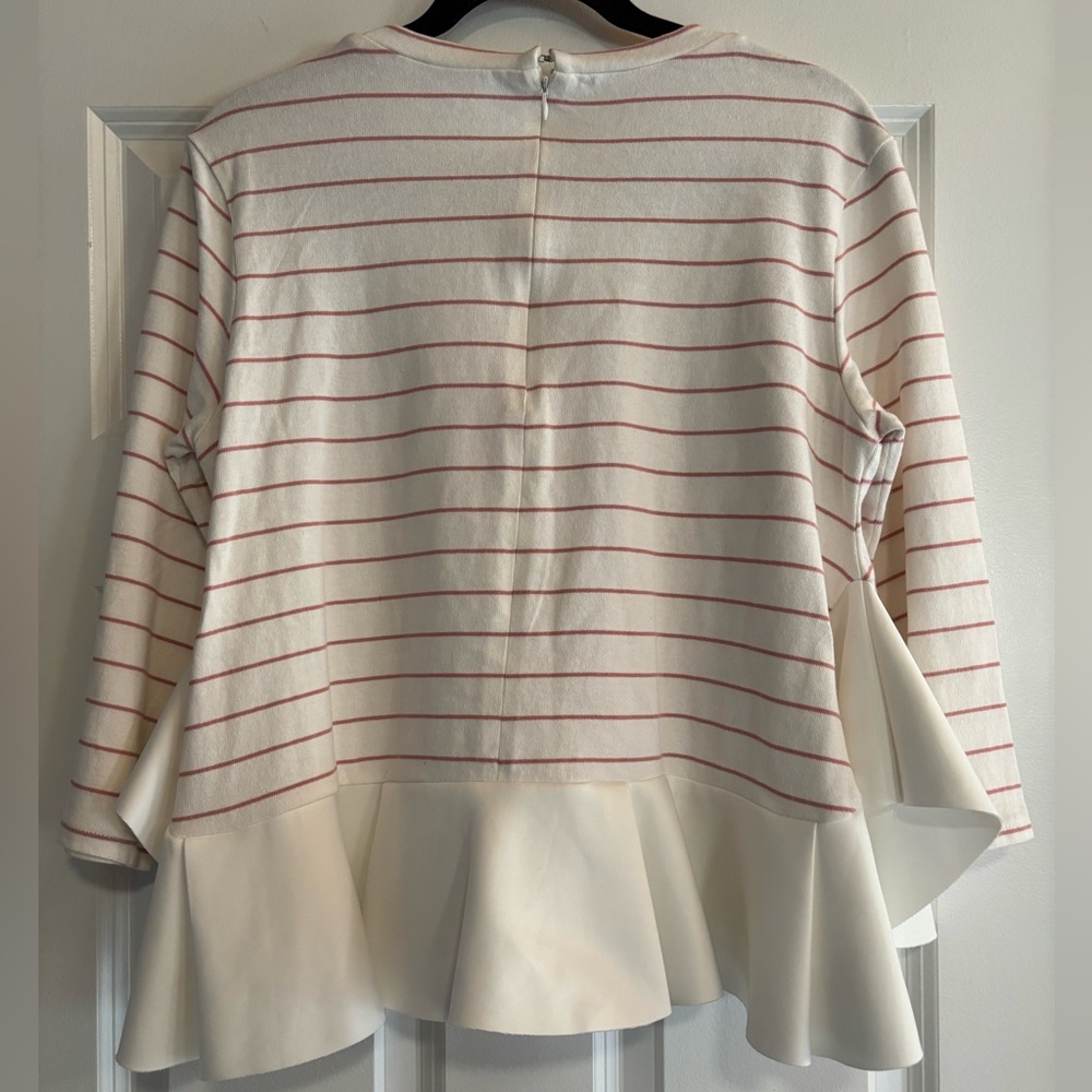 English Factory Striped Peplum Top - Cream and Pink, size Large - Picture 3 of 5